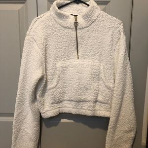 Cropped Sweater, Super Soft Fleece, White
